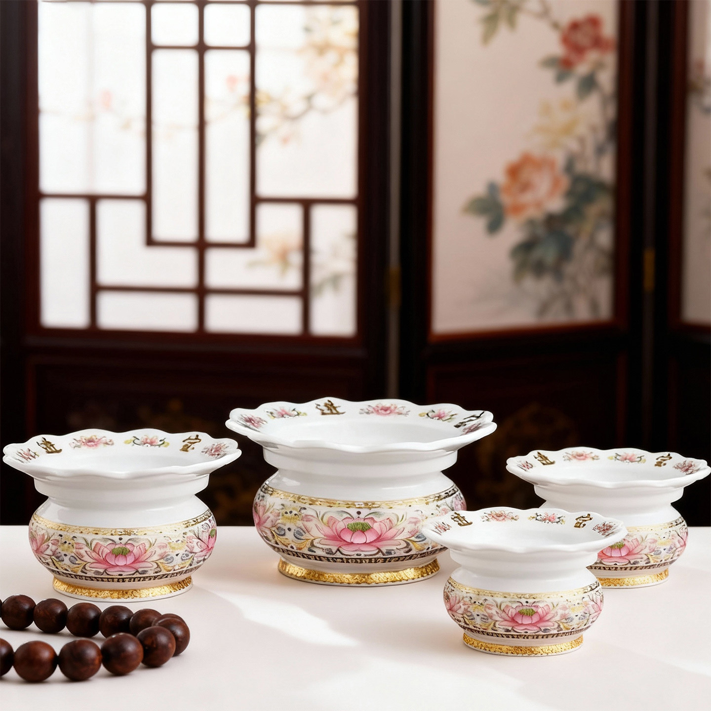 陶瓷莲花香炉家用佛前插香供佛供奉观音仙佛堂口熏香炉上香供香