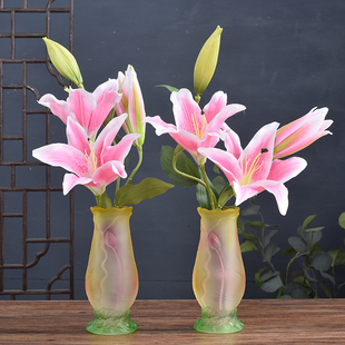 水琉璃供佛花瓶一对观音花瓶供佛花佛前家用寺庙插花莲花佛台佛堂