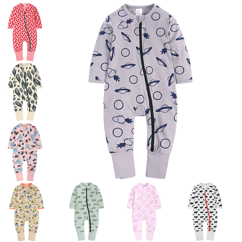 ins婴儿连体衣薄款春秋季包脚