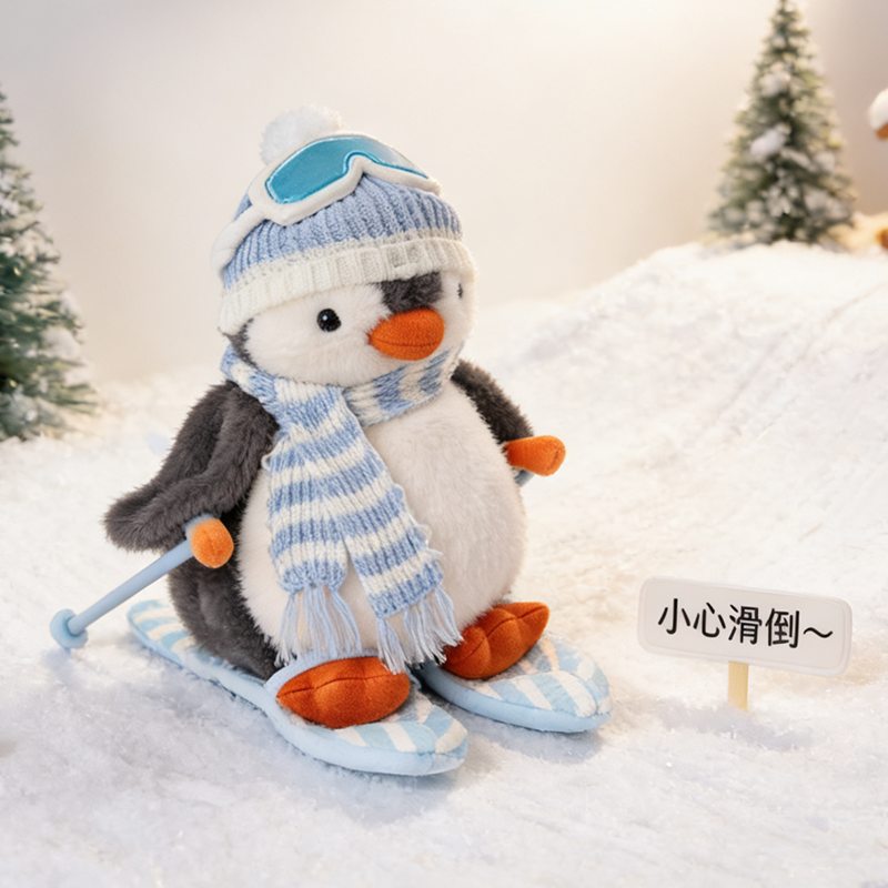 网红滑雪企鹅玩偶睡觉抱娃娃毛绒玩具公仔超舒服床上陪伴抱枕礼物