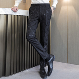 主推男士工作服大码修身西裤婚礼时尚外贸跨境U8660黑色p80，男装西裤，星座1616