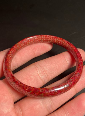 天然朱砂晶体砂透光内心经手镯宽度9毫米女款手镯