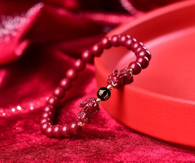 天然保真朱砂双貔貅手串紫金砂6毫米手链本命年转运珠饰品手链