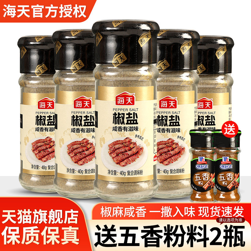 正宗海天椒盐粉40g*5瓶装家用香辛料牛排烤肉腌料皮皮虾烧烤撒料