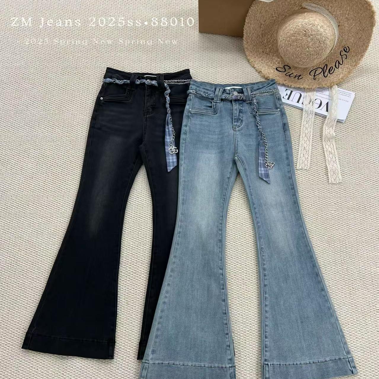 ZM正品显瘦腿长拖地喇叭牛仔裤女