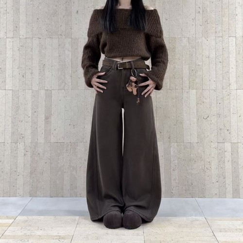 ZM简约加绒牛仔裤女2025新款冬季