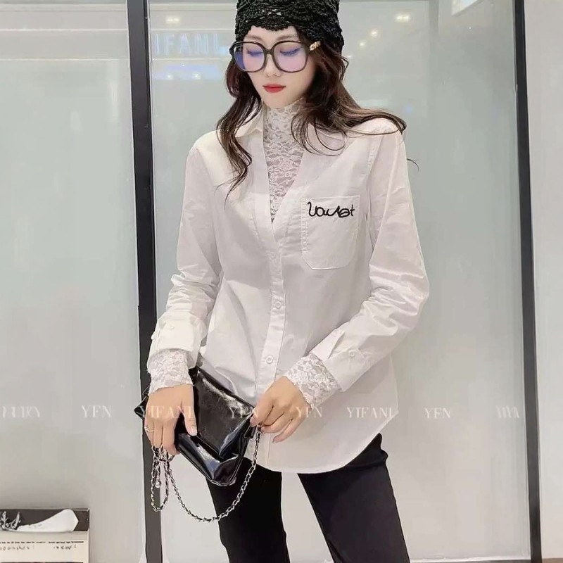 白衬衫女设计感假两件长袖衬衣潮