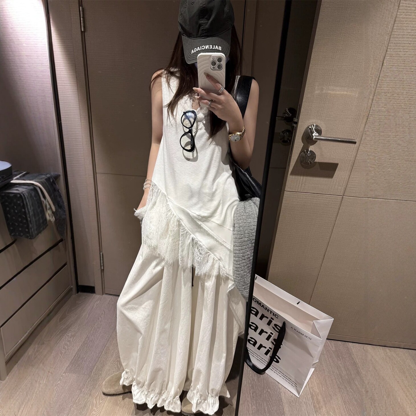 拼接蕾丝花边不对称背心2025新款秋季打底衫女秋内搭可外穿高级感