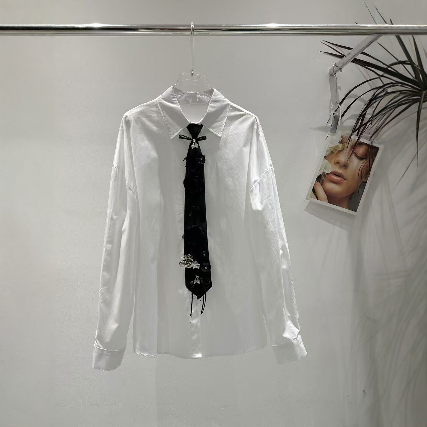 2026春季立体玫瑰花领带女士衬衫