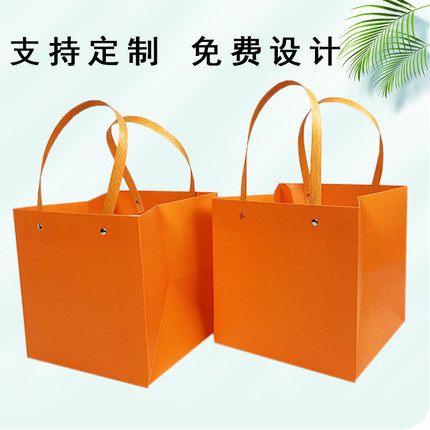礼品袋正方形袋子牛皮纸袋外卖打包袋茶叶手提袋包装袋烘焙礼物袋