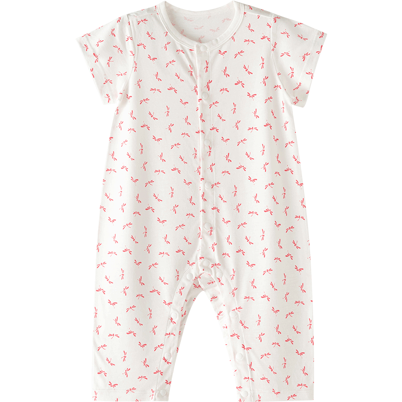 女宝宝夏装连体衣短袖长裤夏季婴儿衣服薄爬服轻薄款幼儿哈衣睡衣