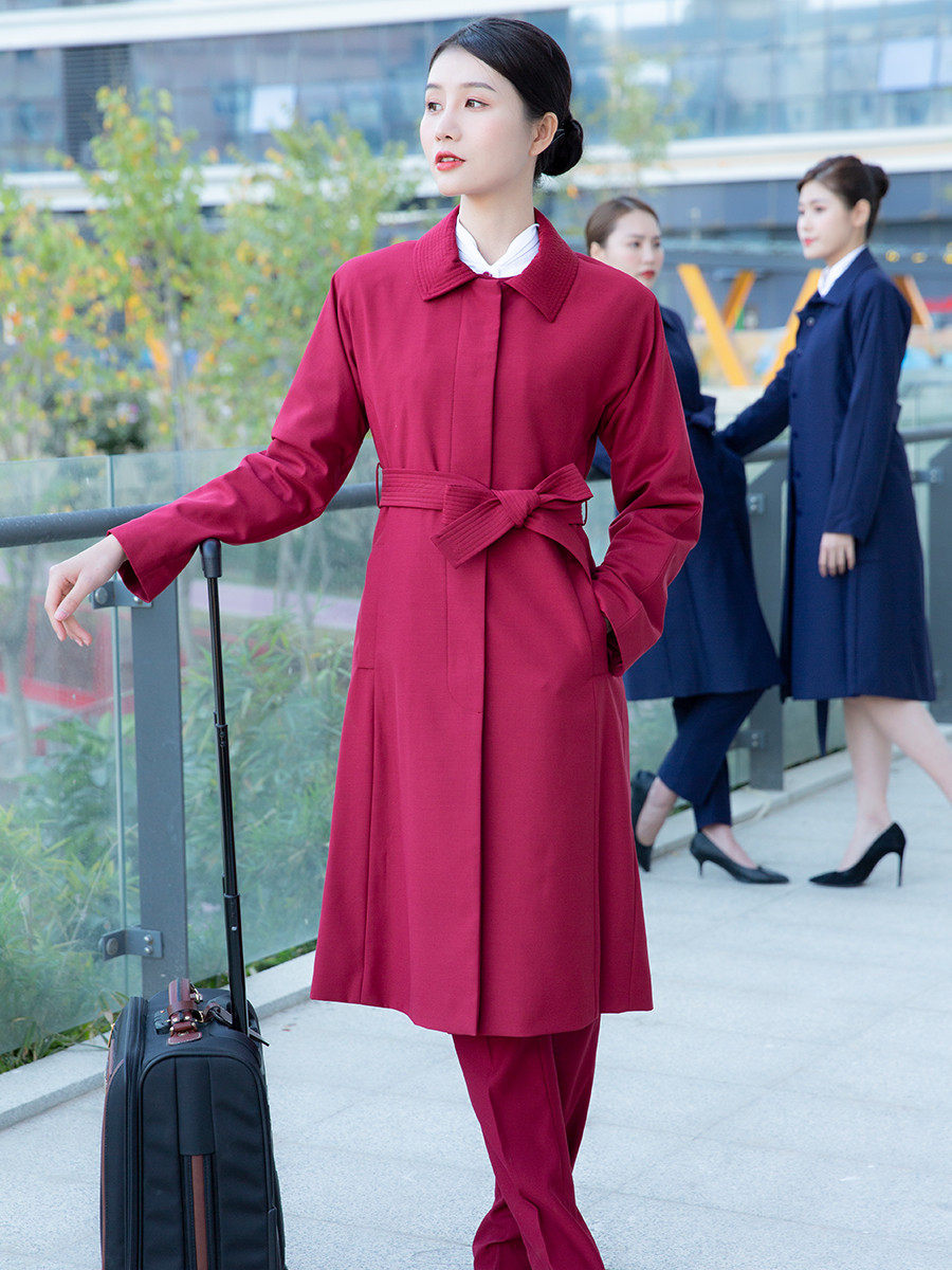 空姐制服职业装风衣女中长款外套高端物业售楼部服装会所工作服