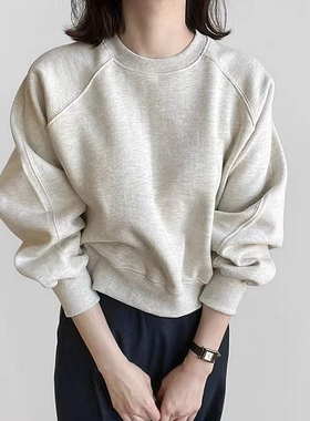 华棉超火灰色卫衣女秋冬加绒加厚新款爆款巨好看宽松美式短款上衣