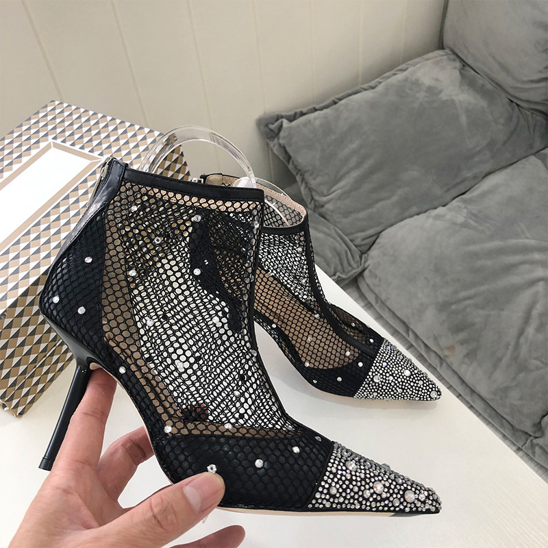 马丁靴女夏季网面镂空2019年新款短靴水钻尖头高跟鞋细跟网沙性感在类目 女鞋, 靴子中 - 来自Buy2taobao.com提供专业的淘宝代购服务