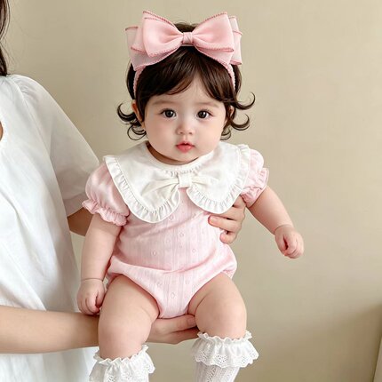 婴儿衣服夏季薄款纯棉甜美包屁衣新生女宝宝满月百天周岁公主哈衣