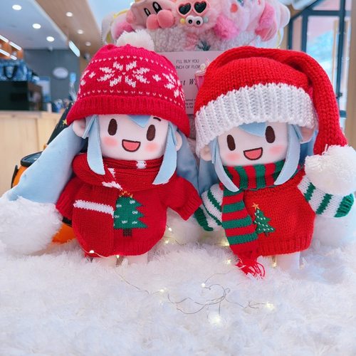 圣诞二次元动漫初音未来20cm棉花娃娃可爱可换装fufu玩偶公仔礼物