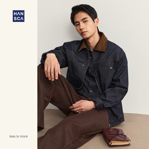 hansca【防褪色】359g巴恩风灯芯绒翻领牛仔夹克男2026秋工装外套
