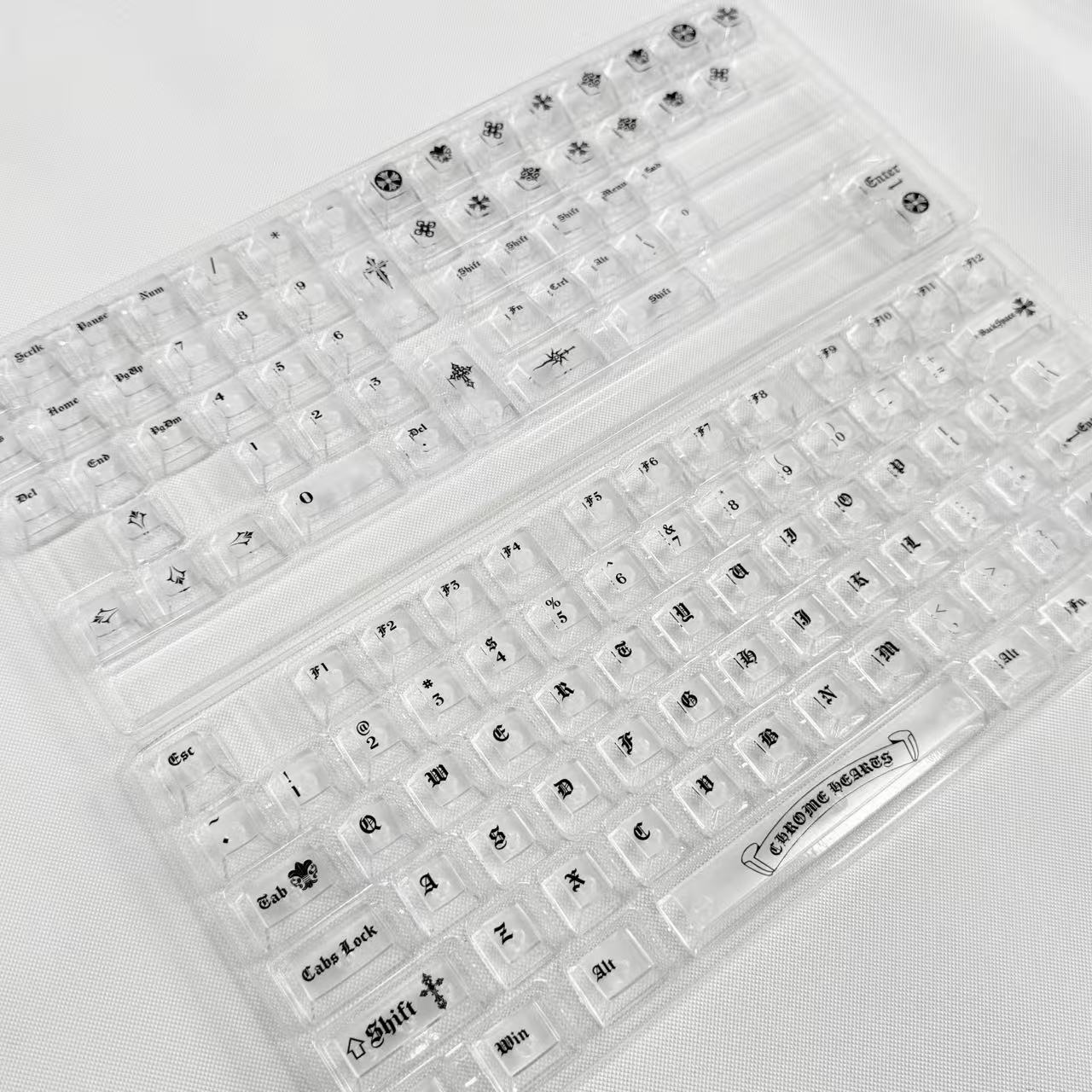 白透克罗心键帽原厂高度雾透132键小全套适配全配列键盘