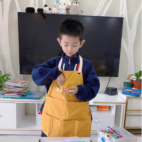 Японский детский фартук для рисования, хлопковый нагрудник, милые подтяжки для детского сада подходит для мужчин и женщин, делается под заказ, с печатью вашего логотипа