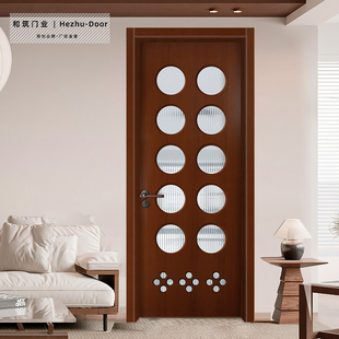 和筑门业复合实木烤漆中古风洞洞门定制室内卧室房间门套装实木门