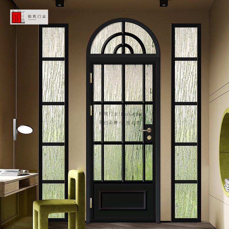 和筑门业法式拱形门复古钛镁铝合金玻璃门佛山隔断窗室内卫生间门
