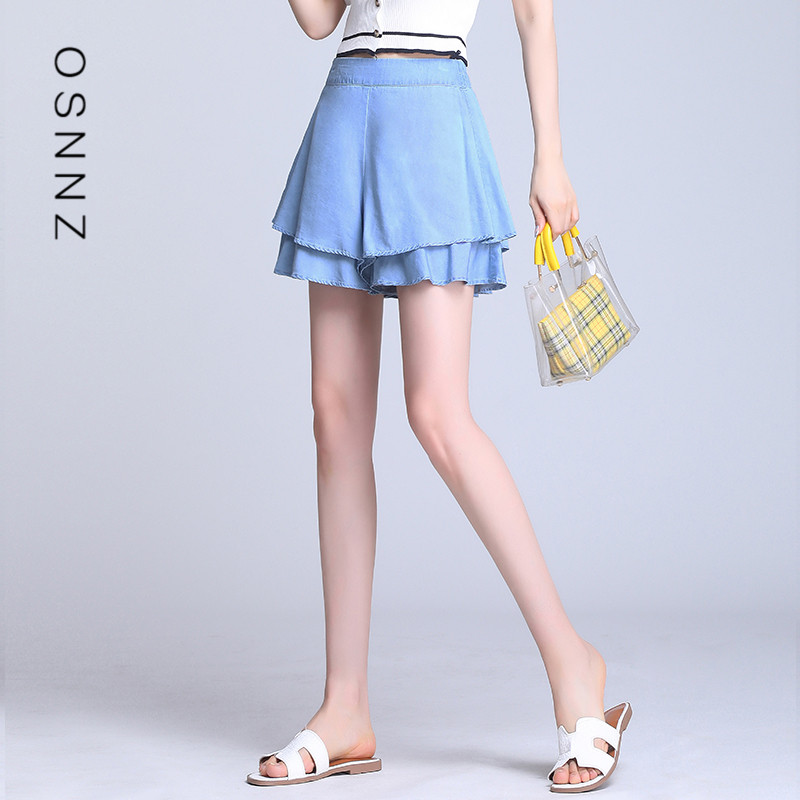 天丝牛仔短裤裙夏季阔腿裤女2019宽松紧腰超薄大码透气冰丝直筒裤|ruв категории Женская одежда, джинсы - от Buy2taobao.com для оказания профессиональной услуги покупки агента Taobao