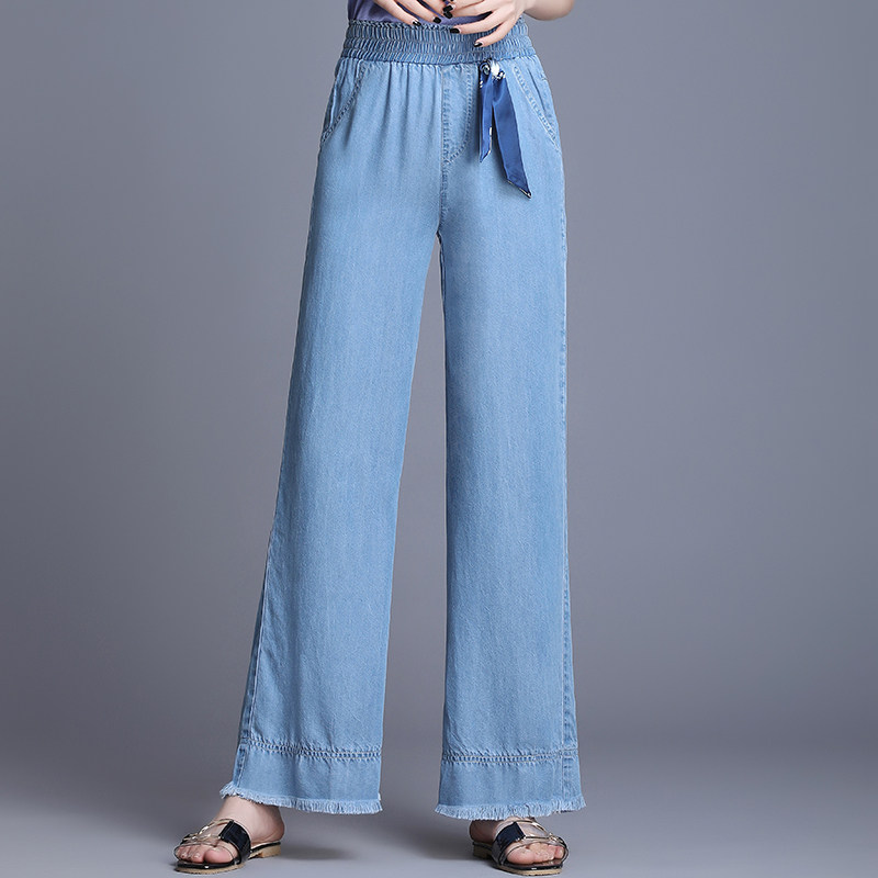春夏款天丝牛仔裤女高腰薄款阔腿长裤九分宽松冰丝休闲直筒裤垂感在类目 女装/女士精品, 牛仔裤中 - 来自Buy2taobao.com提供专业的淘宝代购服务