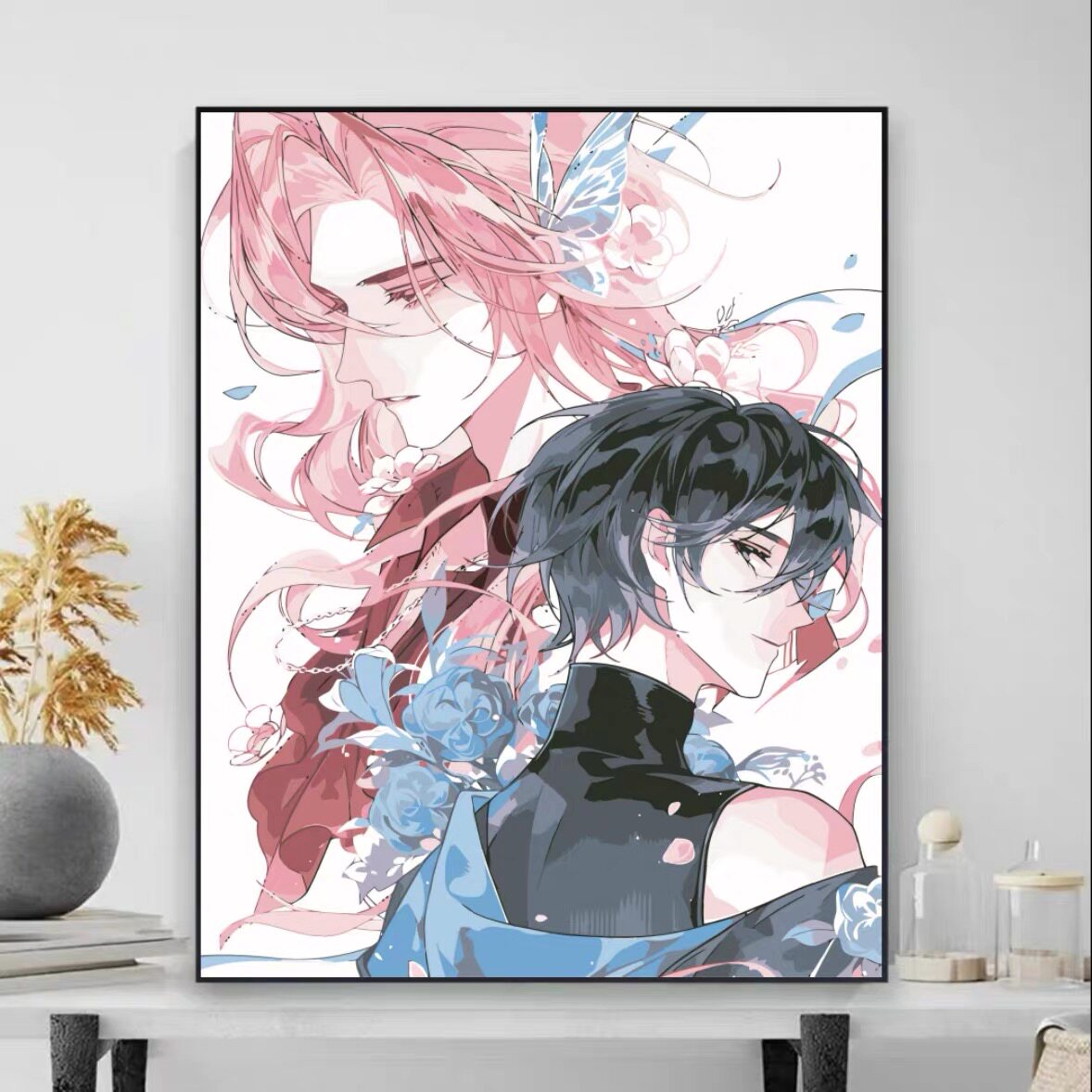 原耽蝶变同人cp数字油画diy手工自己涂色填色填充丙烯油彩装饰画