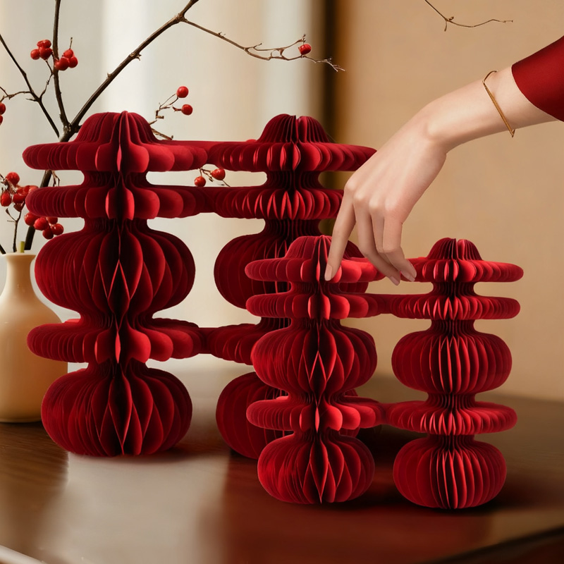 极简风蜂窝喜字摆件婚房布置