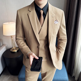 人字纹毛呢西服韩版修身商务西装三件套1852-P280，男装西服，星座1606-1