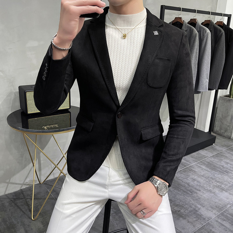 韩版修身麂皮绒商务休闲西服9928-P135,男装西服,星座1606-1