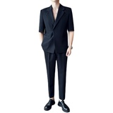 春夏抖音微宽松版型短袖磁吸纽扣西服套装2301-P220，男装西服，星座1606-1