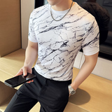 DS022-P38男士小圆领短袖T恤夏季新款时尚百搭修身立体打底衫，男装T恤，星座1606-1