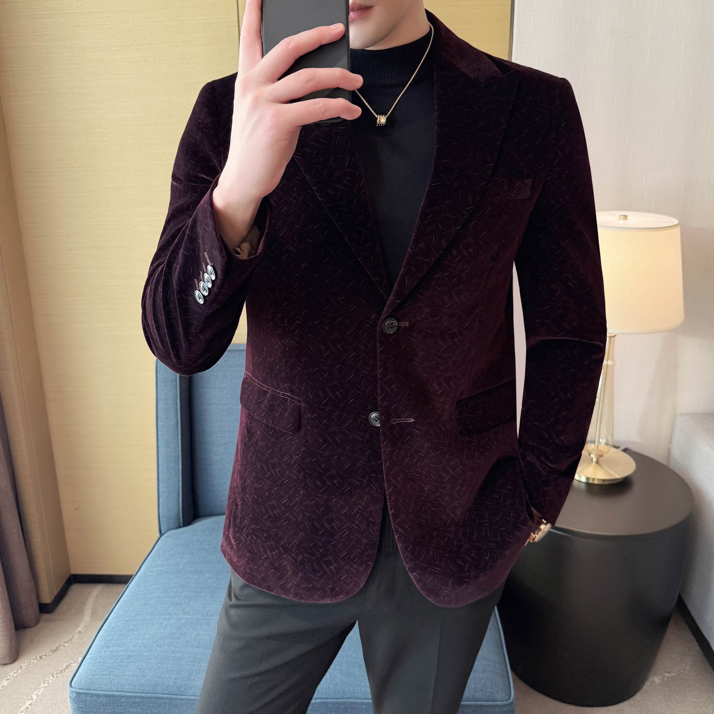 韩版修身西服提花灯芯绒时尚休闲西装外套DX48-P148，男装西服套装，星座1606-1