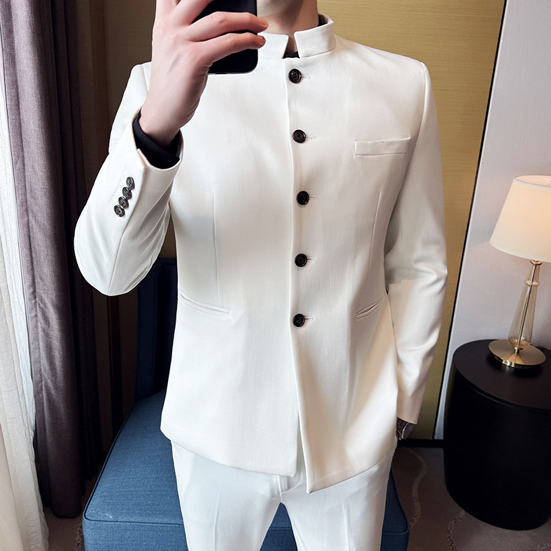 立领中山装韩版修身西服商务休闲西装两件套LJT2502-P195,男装西服,星座1606-1