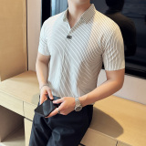 夏季薄款男士PLO衫冰丝无痕条纹上衣PL02-P65，男装Polo衫，星座1606-1