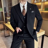 抖音西装潮流简约高级感高定设计感西装三件套2509-P265，男装西服套装，星座1606-1