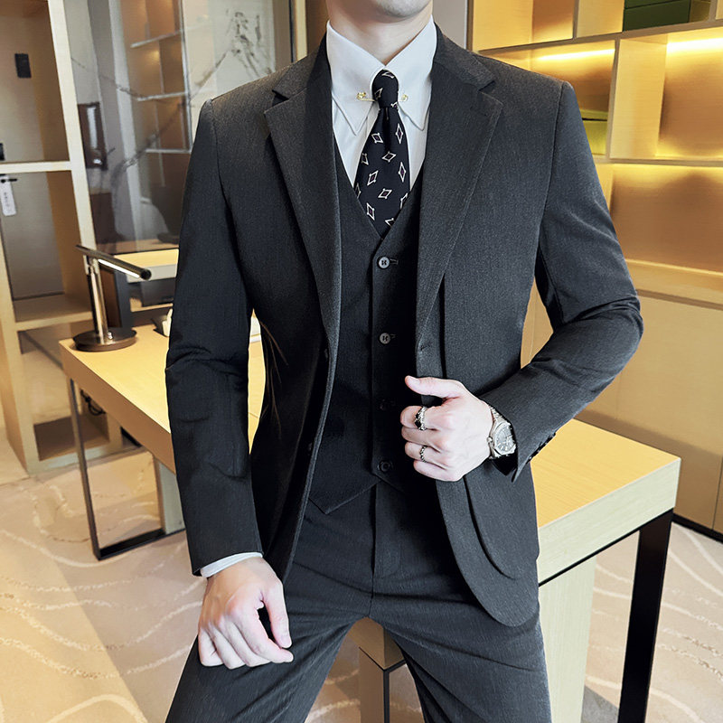 假两件韩版修身西服时尚设计潮流西装三件套2404-P270,男装西服,星座1606-1