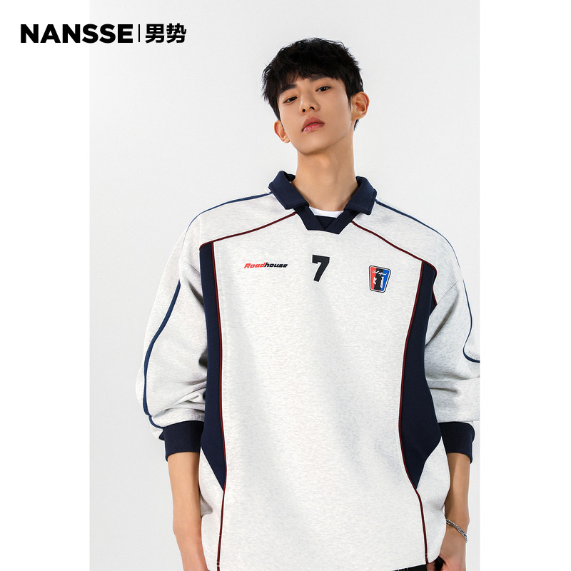NANSSEpolo衫卫衣男宽松美式复古