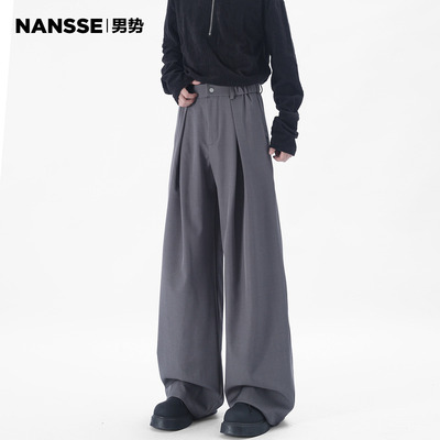 美式高级感褶皱西裤男生秋季