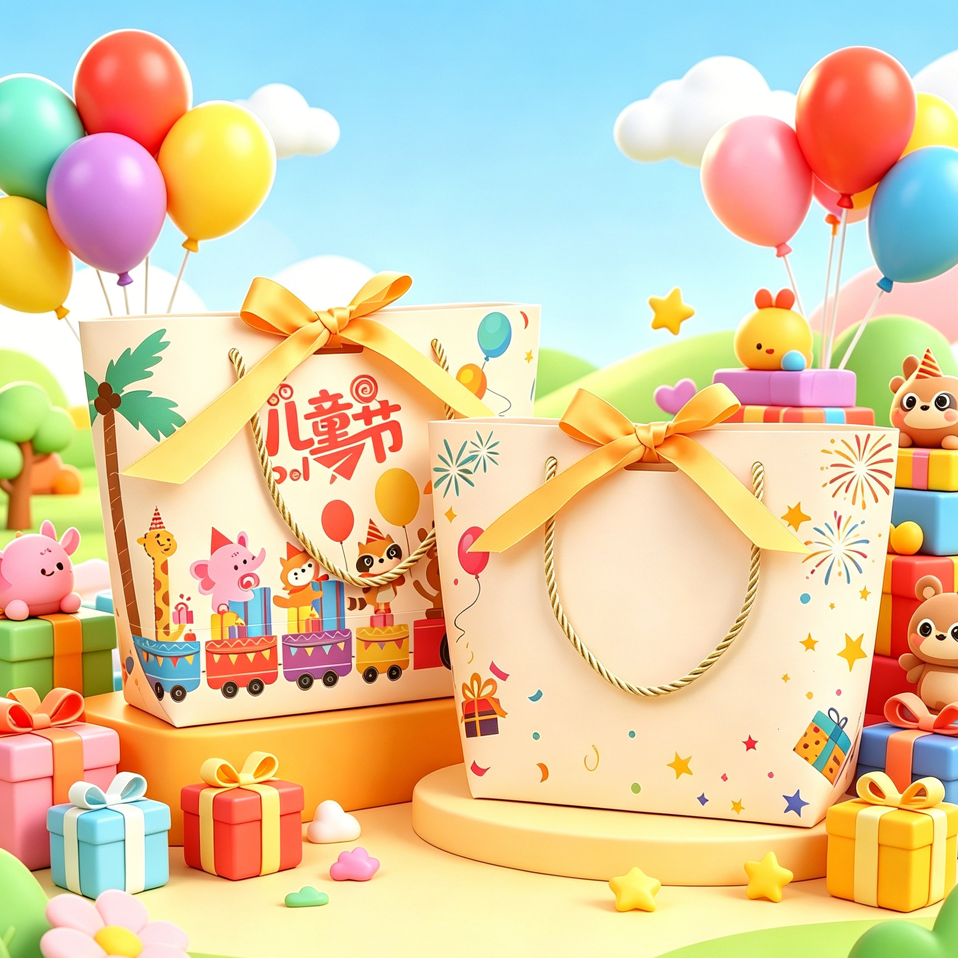 儿童节礼品袋61节日零食包装袋子六一少儿学校活动礼物包装纸袋