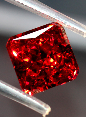 正方形雷迪恩冰花切割帕德玛石榴石红色宝石裸石戒面红珠宝艺术感