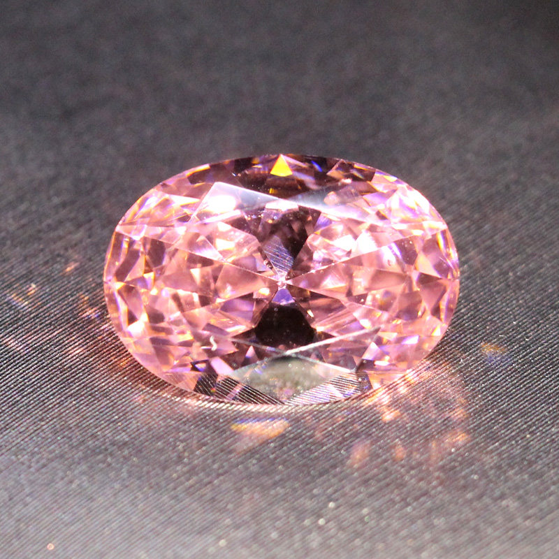 椭圆形粉钻瑞士钻裸钻甜美粉红色锆石裸石戒面项链耳钉镶嵌女爆闪