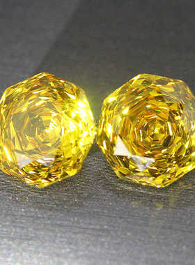 卡罗拉玫瑰切黄钻高碳钻裸石高精切珠宝首饰戒指项链浓黄色新中式