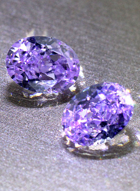 雷迪恩浅紫高碳钻裸钻戒面裸石薰衣草紫色戒指吊坠椭圆形冰花切女