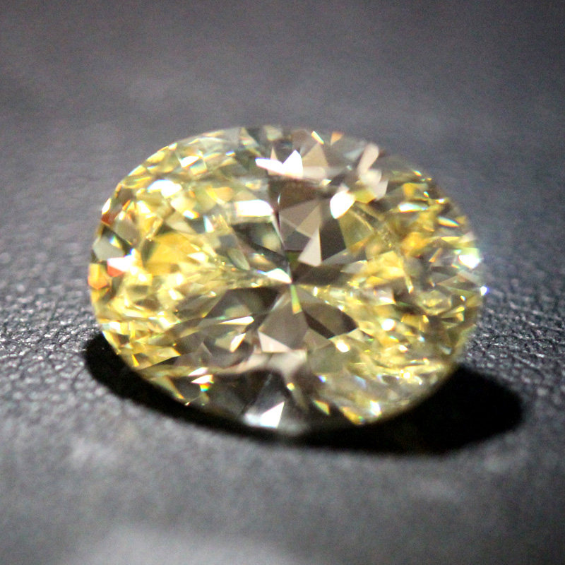 浅黄色黄钻高碳钻椭圆形明亮钻石切割男女可镶嵌戒指项链耳钉欧美