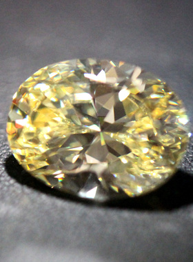 浅黄色黄钻高碳钻椭圆形明亮钻石切割男女可镶嵌戒指项链耳钉欧美