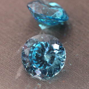 圆形星空切工海蓝宝裸石彩宝石戒指戒面吊坠项链未镶嵌珠宝女轻奢