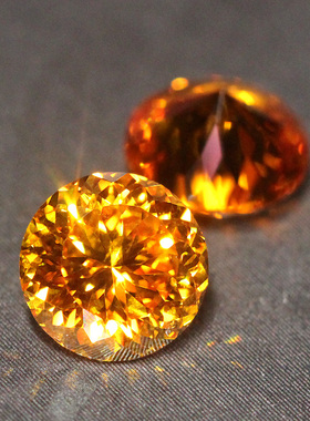 星空切圆形芬达石裸石橙色宝石彩色戒面戒指吊坠克拉未镶嵌钻石形