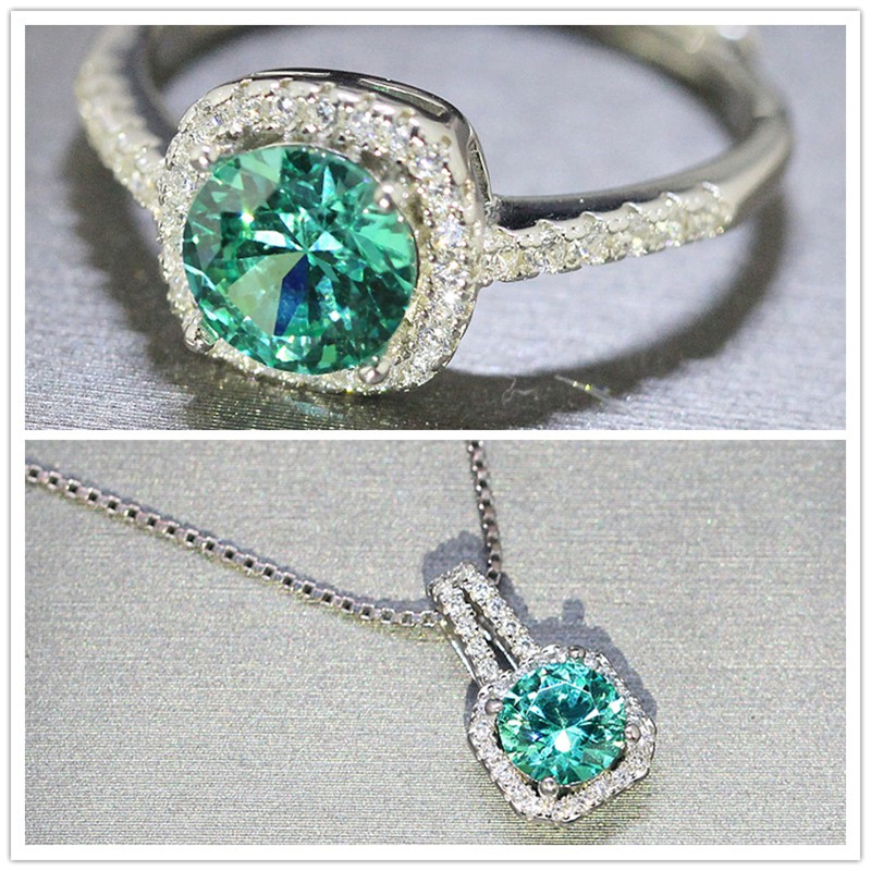 925纯银镀铂金帕拉伊巴碧玺戒指